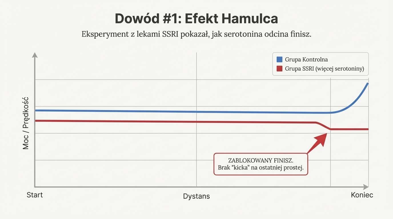 Wykres z badania z użyciem SSRI: odcięty finisz
