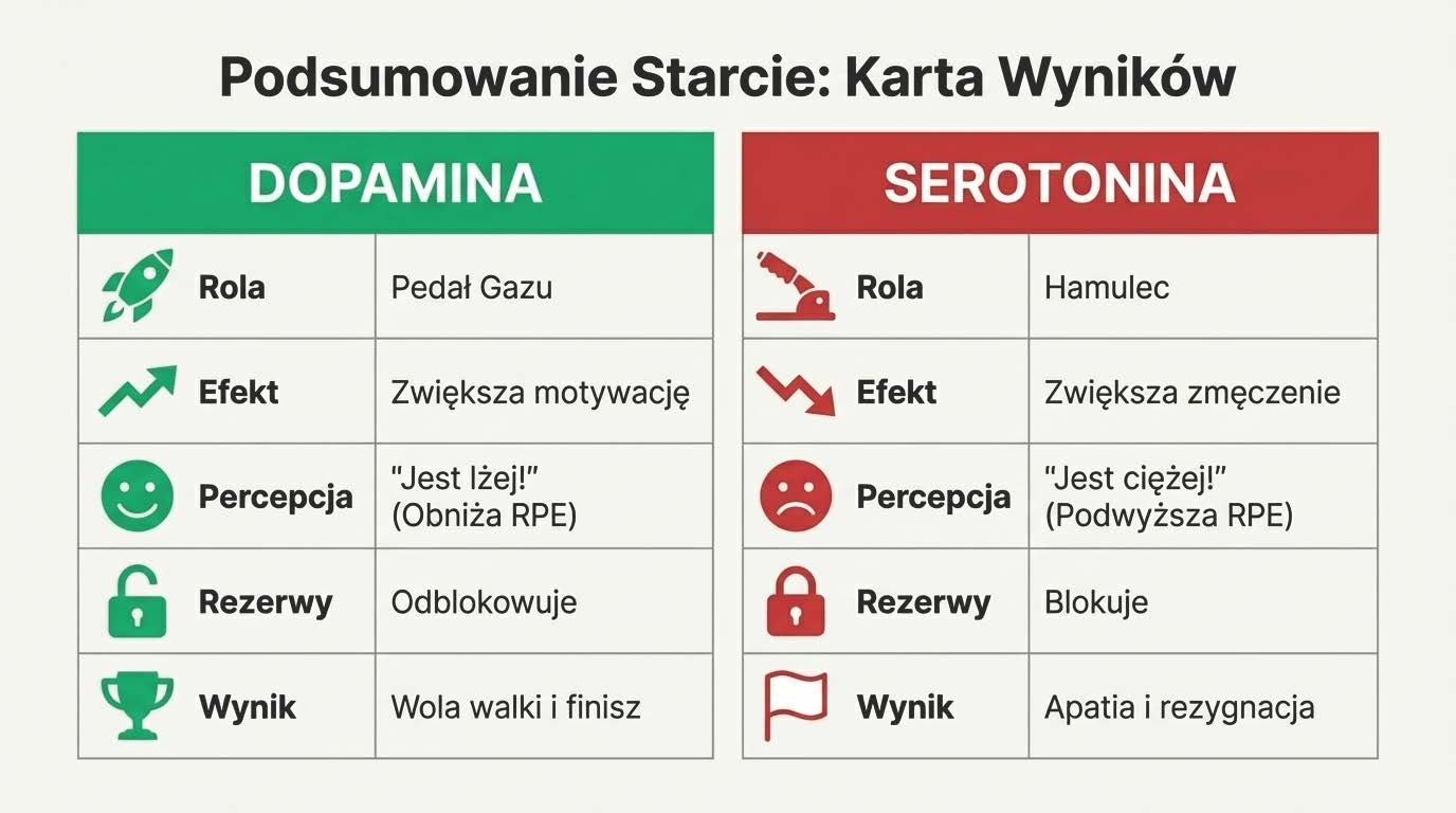 Karta wyników: podsumowanie cech Dopaminy i Serotoniny