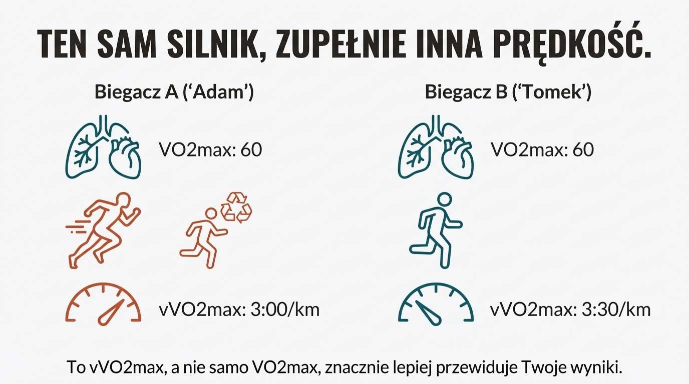 Różnica w prędkościach vVO2max przy tym samym poziomie VO2max