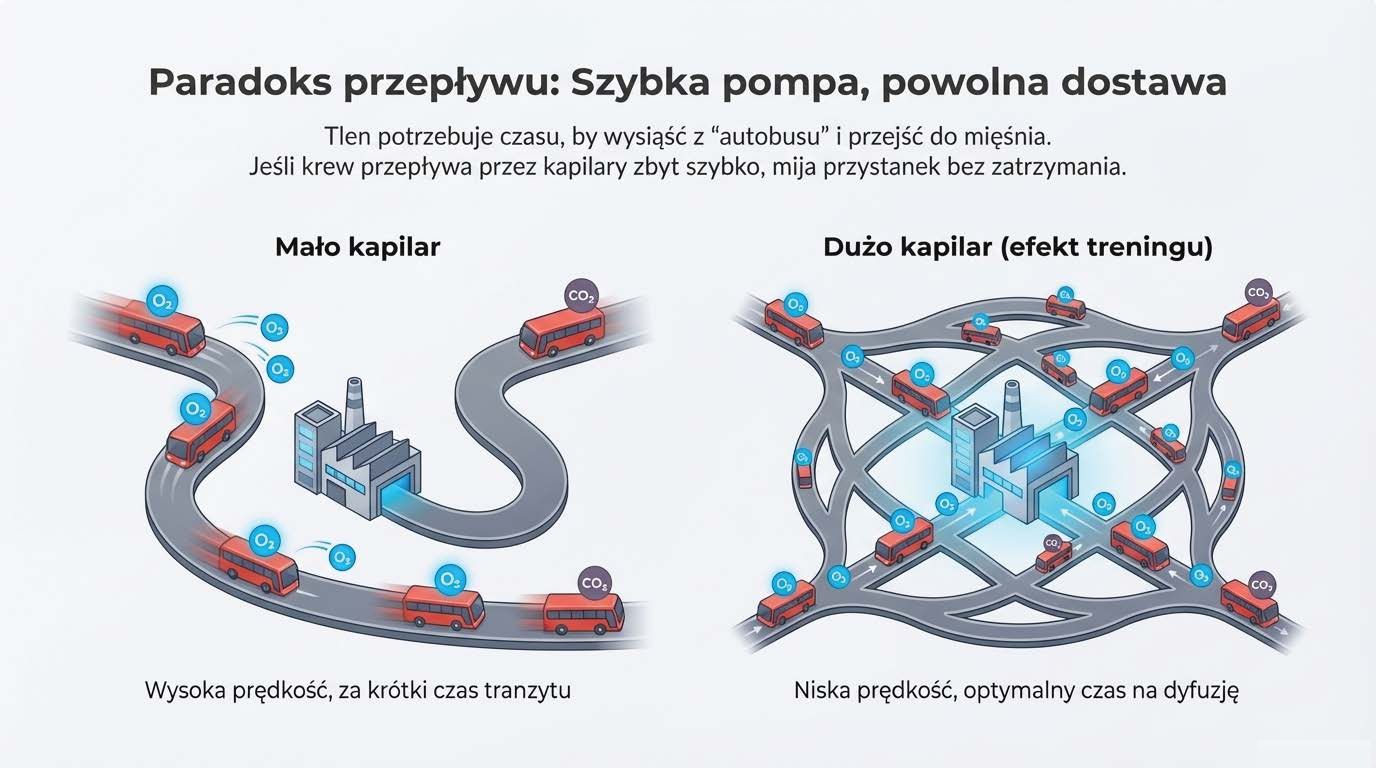 Transport tlenu przez kapilary do tkanki mięśniowej