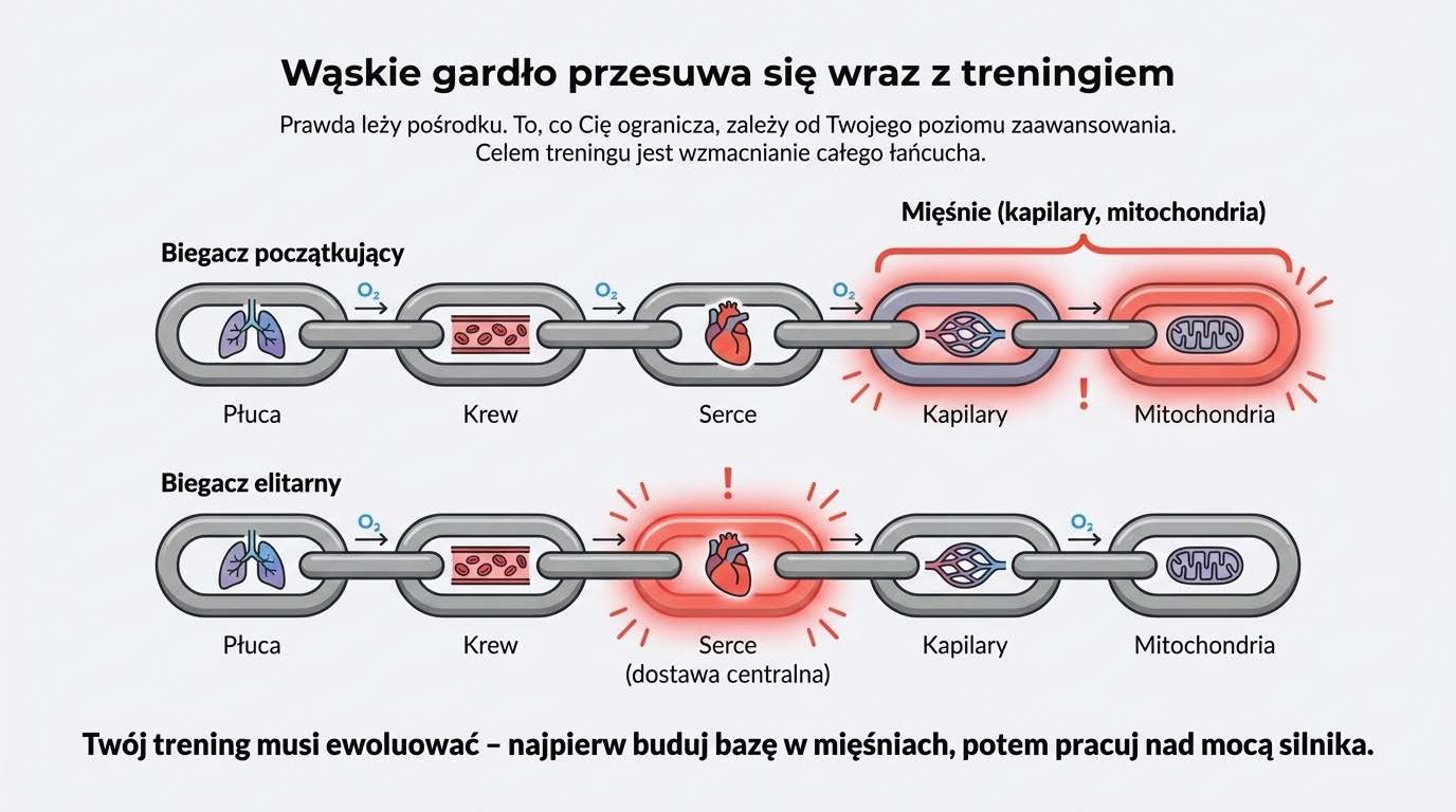 Przesuwające się wąskie gardło u amatora i elitarniego biegacza