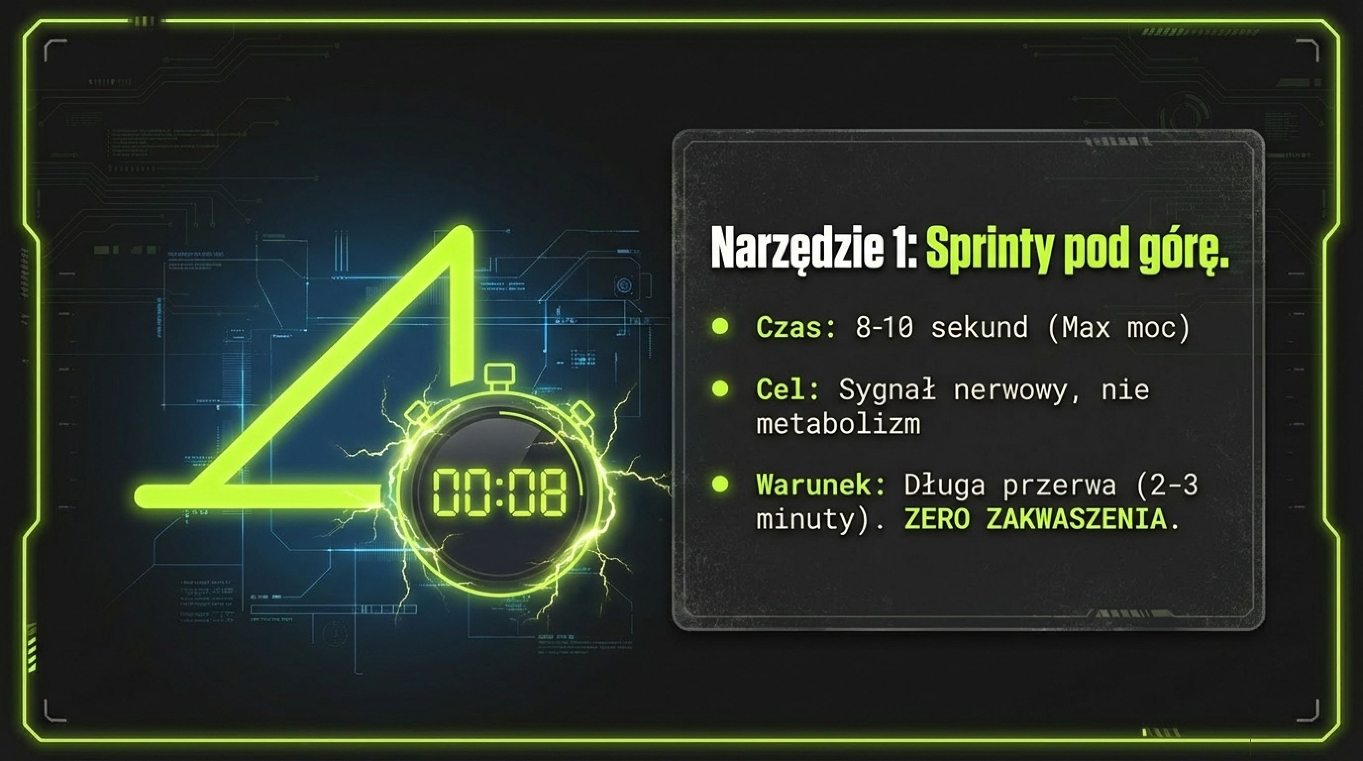Narzędzie 1: sprinty pod górę - 8-10 sekund maksymalnej mocy