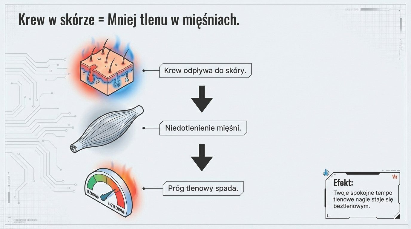 Krew w skórze oznacza mniej tlenu w mięśniach - próg tlenowy spada