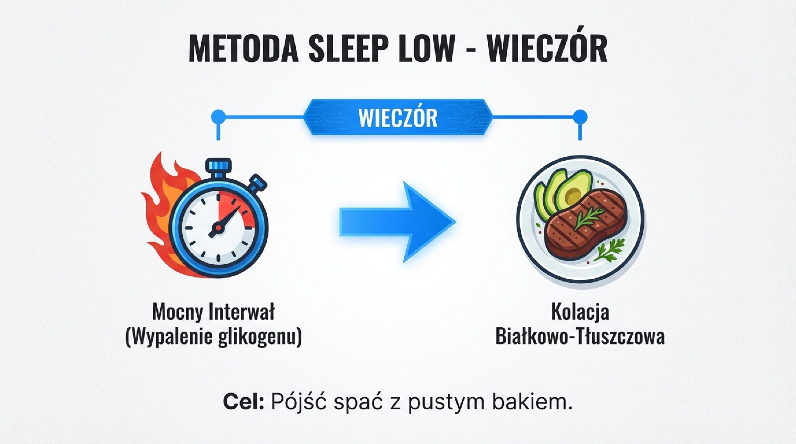 Metoda Sleep Low - wieczorem mocny interwał i kolacja białkowo-tłuszczowa bez węglowodanów