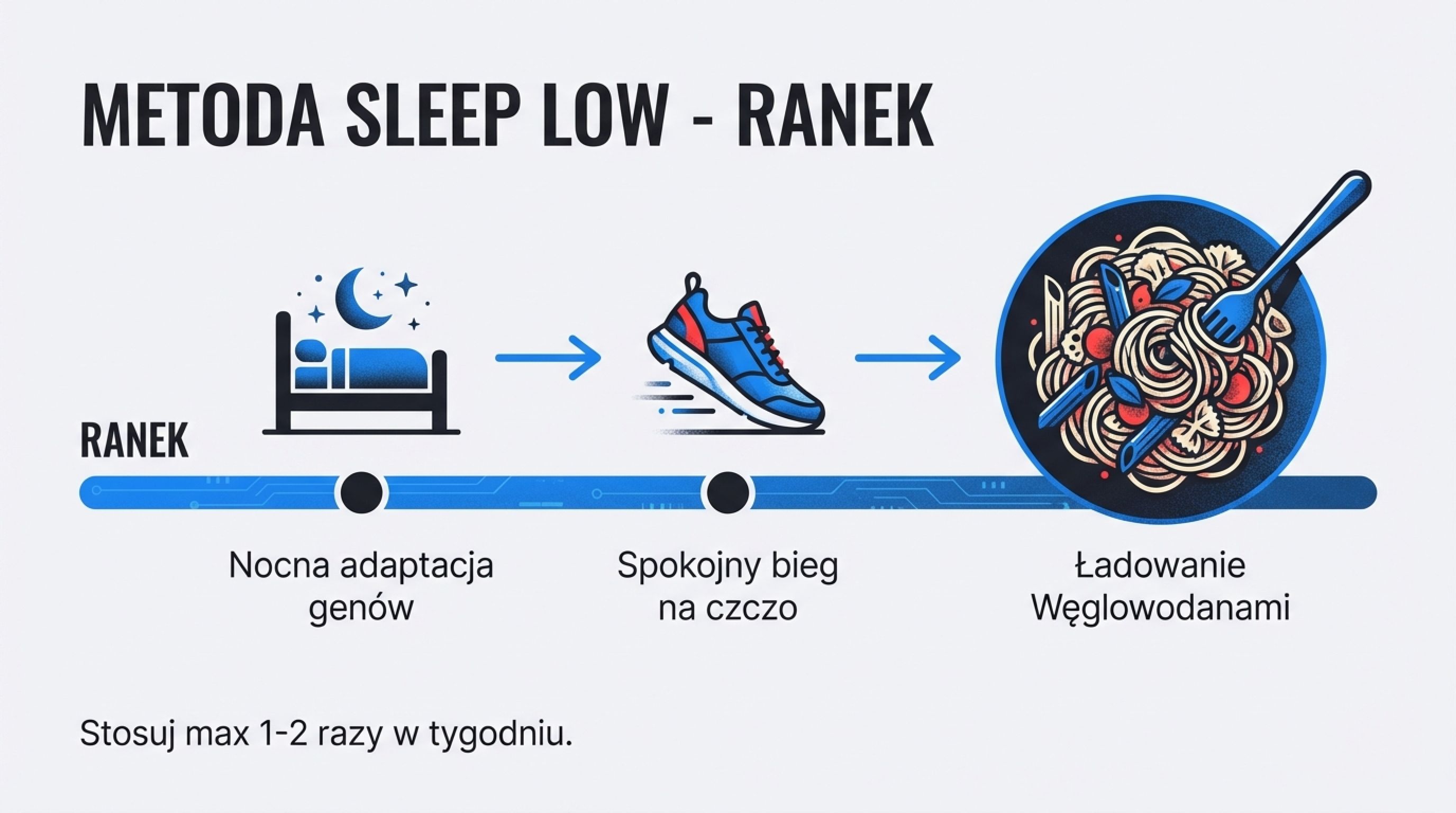 Metoda Sleep Low ranek - nocna adaptacja genów, spokojny bieg na czczo, potem ładowanie węglowodanami