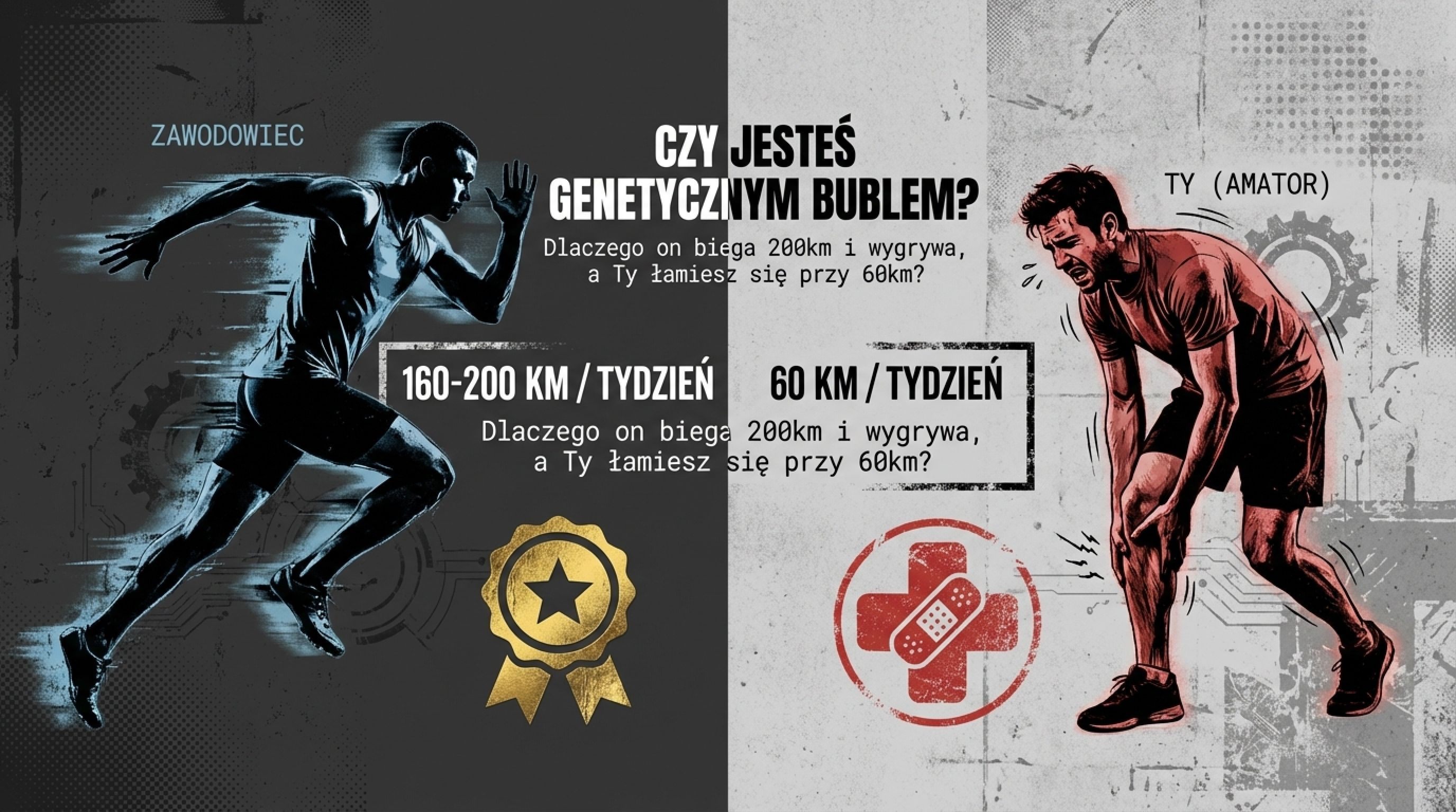 Zawodowiec 160-200 km na tydzień kontra amator 60 km na tydzień - czy jesteś genetycznym bublem