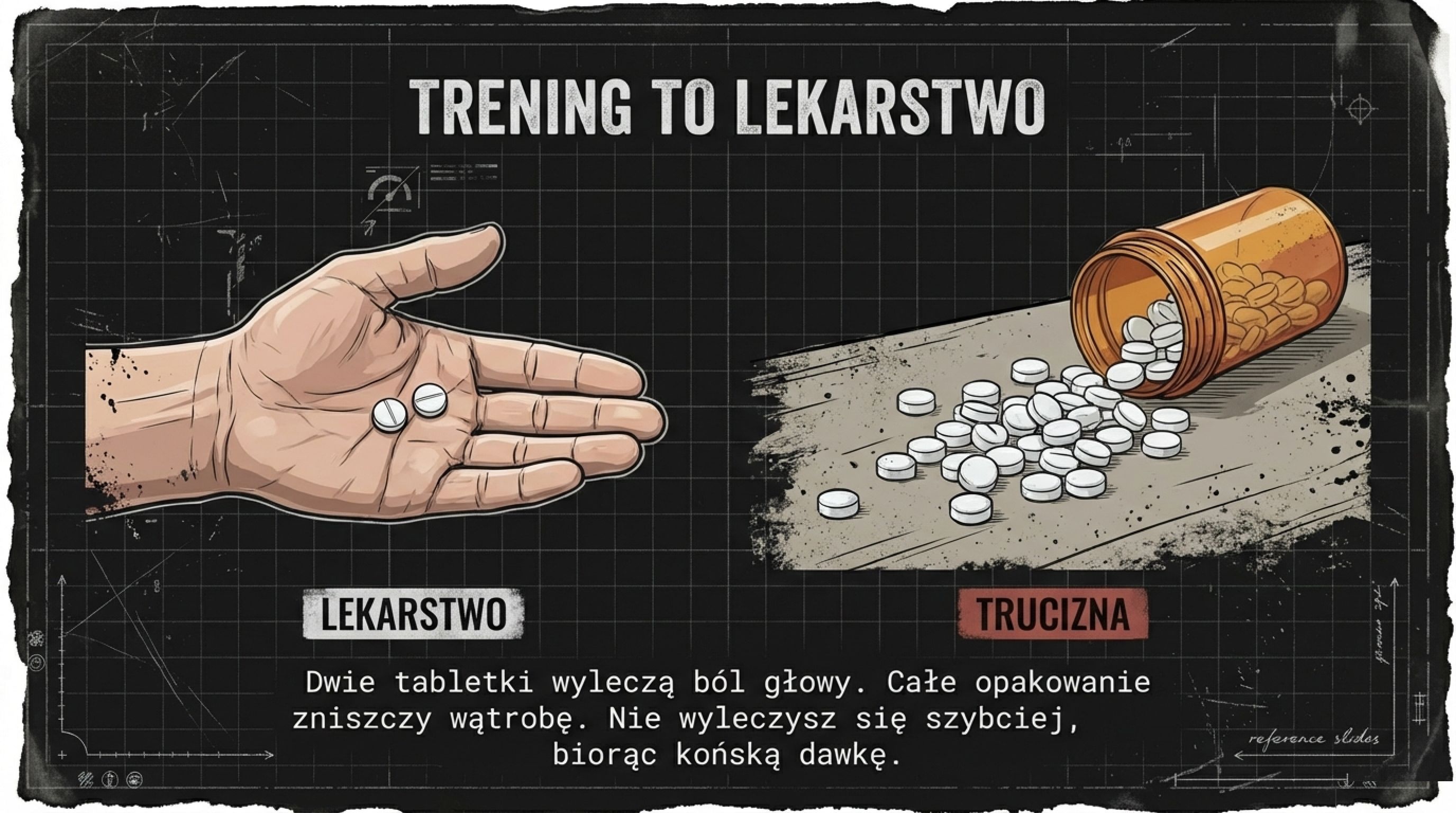 Trening to lekarstwo, nie trucizna - dwie tabletki leczą, całe opakowanie niszczy wątrobę