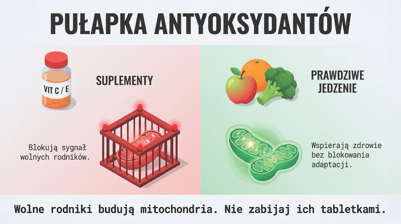 Pułapka antyoksydantów - suplementy blokują sygnał wolnych rodników, prawdziwe jedzenie nie