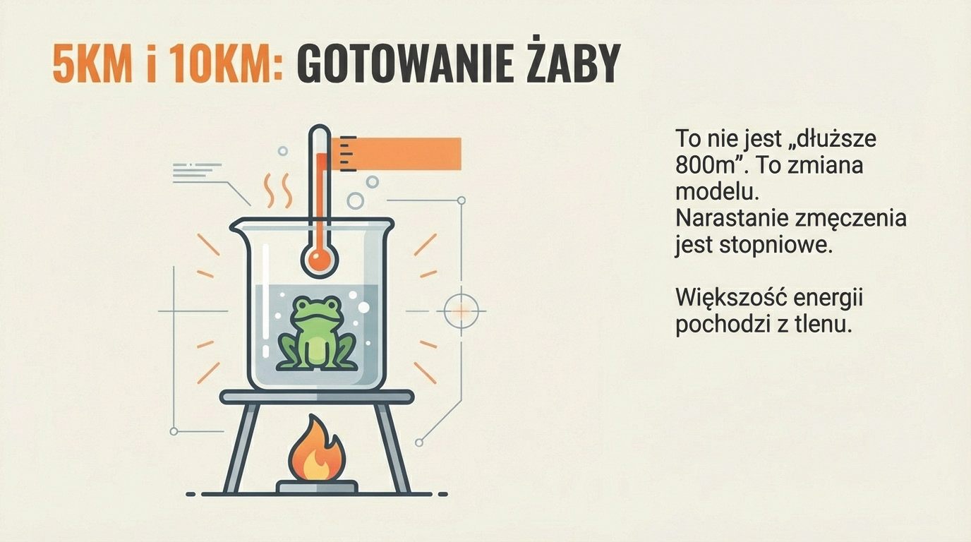 5 km i 10 km - gotowanie żaby, stopniowe narastanie zmęczenia