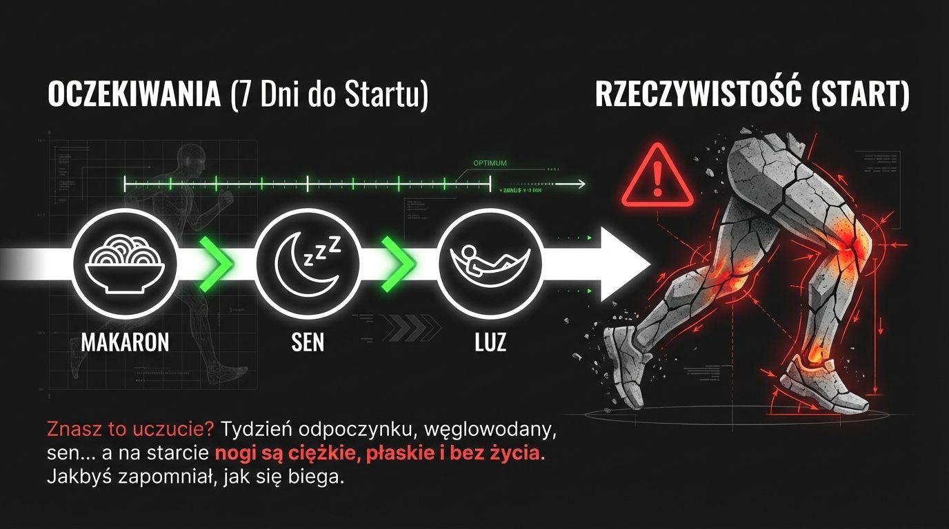 Oczekiwania - makaron, sen, luz, optimum kontra rzeczywistość - ciężkie, płaskie nogi na starcie