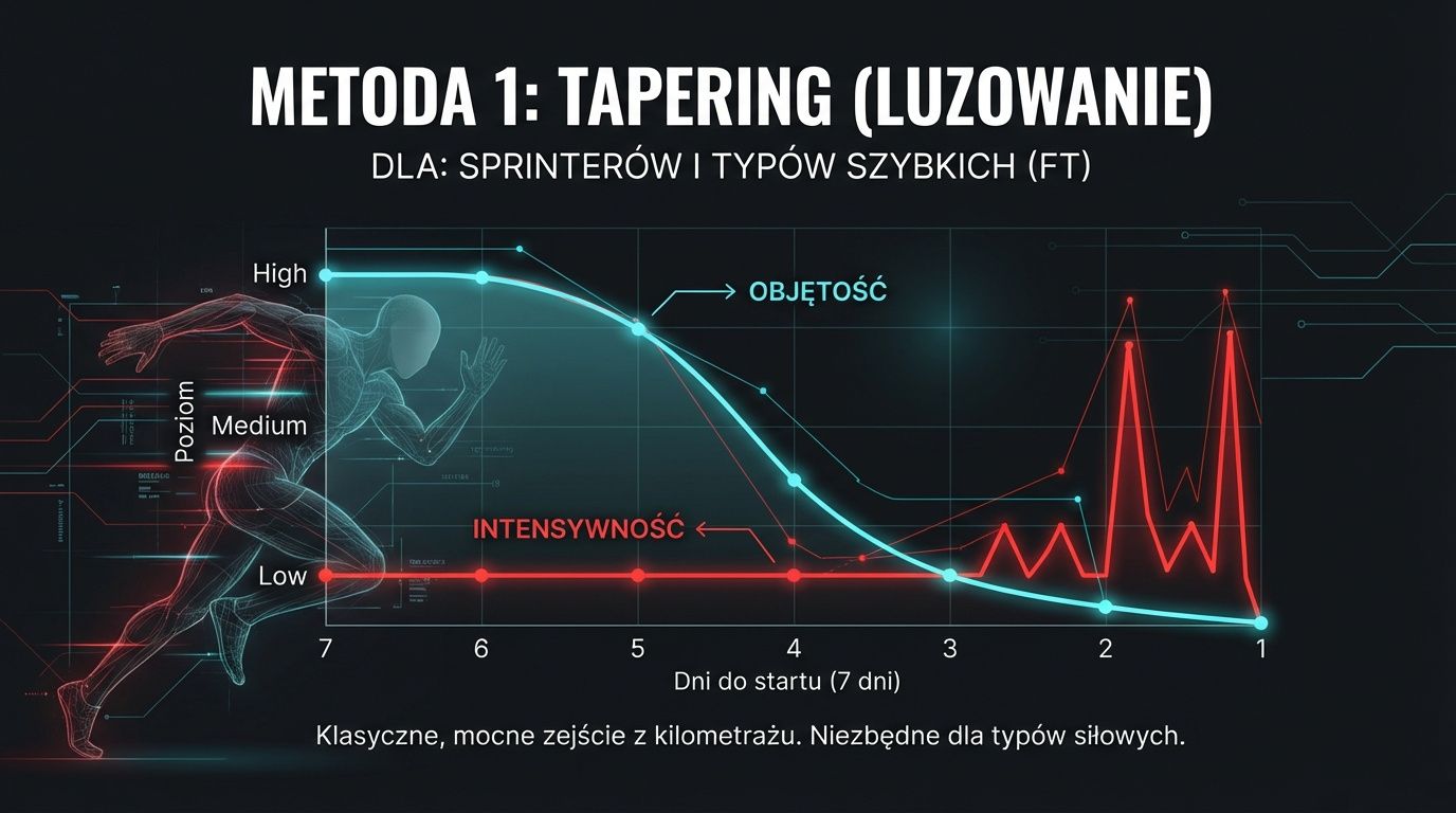 Metoda 1: tapering dla sprinterów i typów szybkich - mocne zejście z kilometrażu