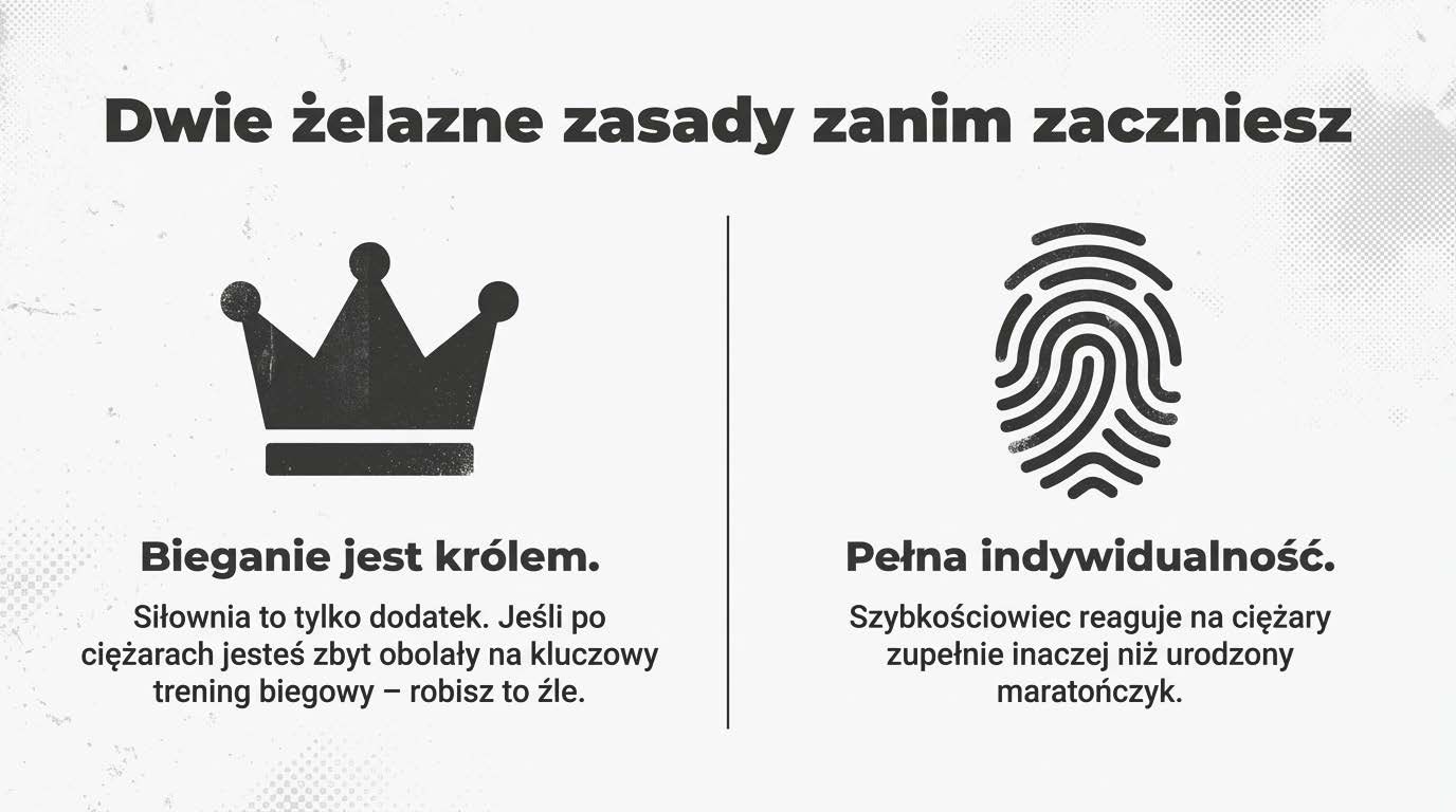 Dwie żelazne zasady - bieganie jest królem, pełna indywidualność reakcji na trening siłowy