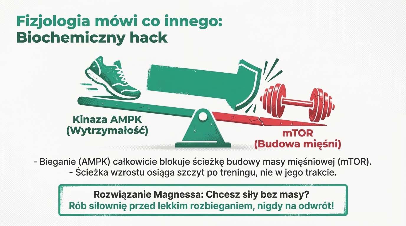 Biochemiczny hack - AMPK blokuje mTOR, rozwiązanie Magnessa: siłownia przed lekkim rozbieganiem