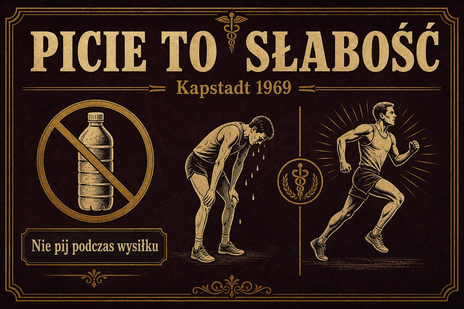 Picie to słabość - Kapsztad 1969, nie pij podczas wysiłku