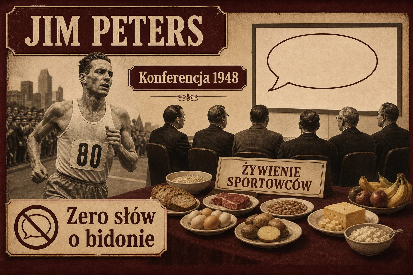 Jim Peters - konferencja żywieniowa 1948, zero słów o bidonie