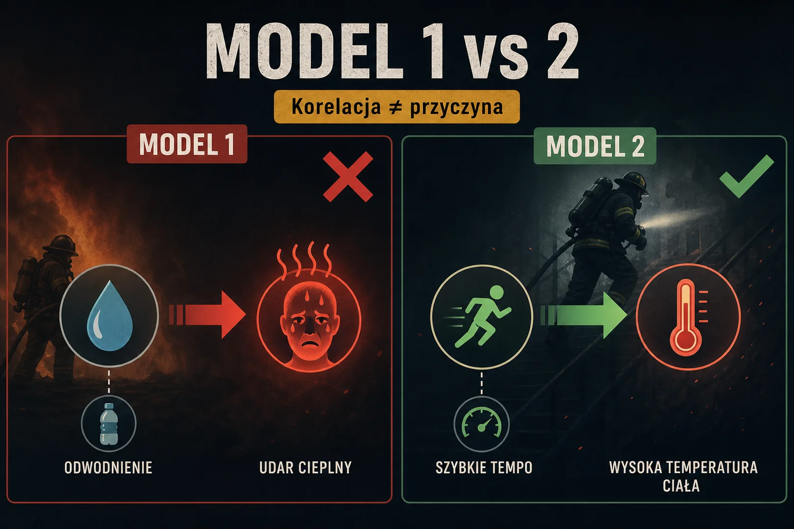 Model 1 vs model 2 - korelacja nie znaczy przyczyna