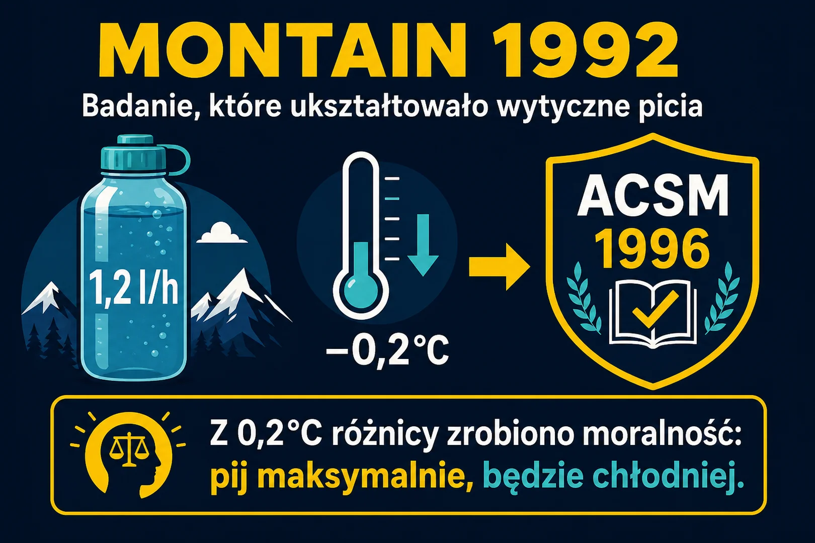 Montain 1992 - 1,2 litra na godzinę obniża temperaturę o 0,2 stopnia, z tego zrobiono moralność