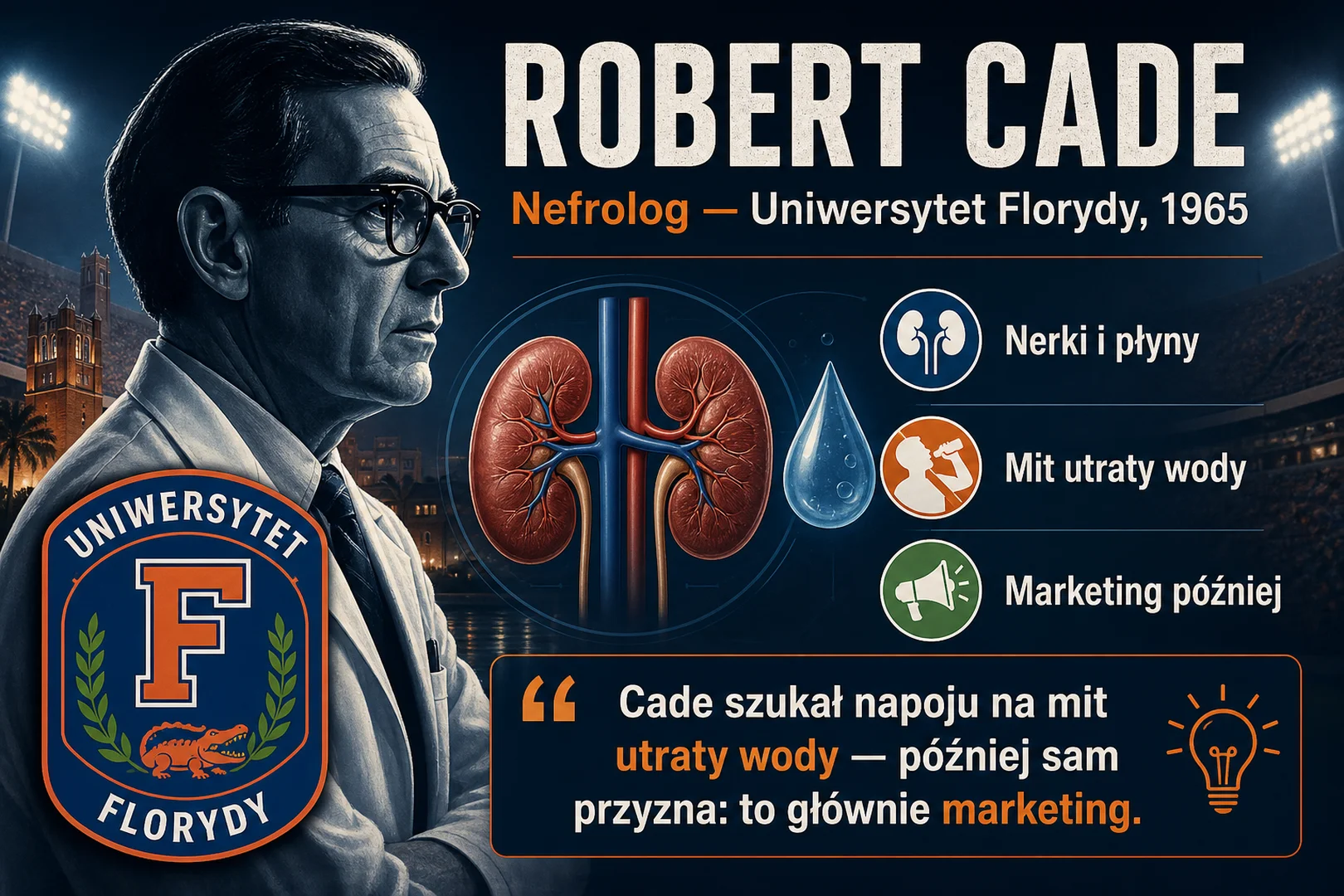 Robert Cade - nefrolog, Uniwersytet Florydy, mit utraty wody