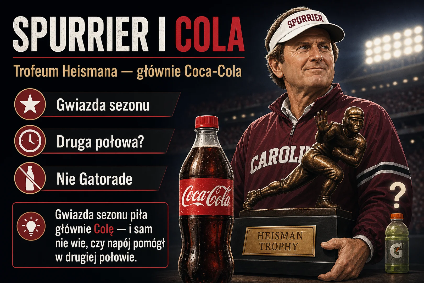 Spurrier i Cola - gwiazda sezonu piła głównie Coca-Colę, nie Gatorade