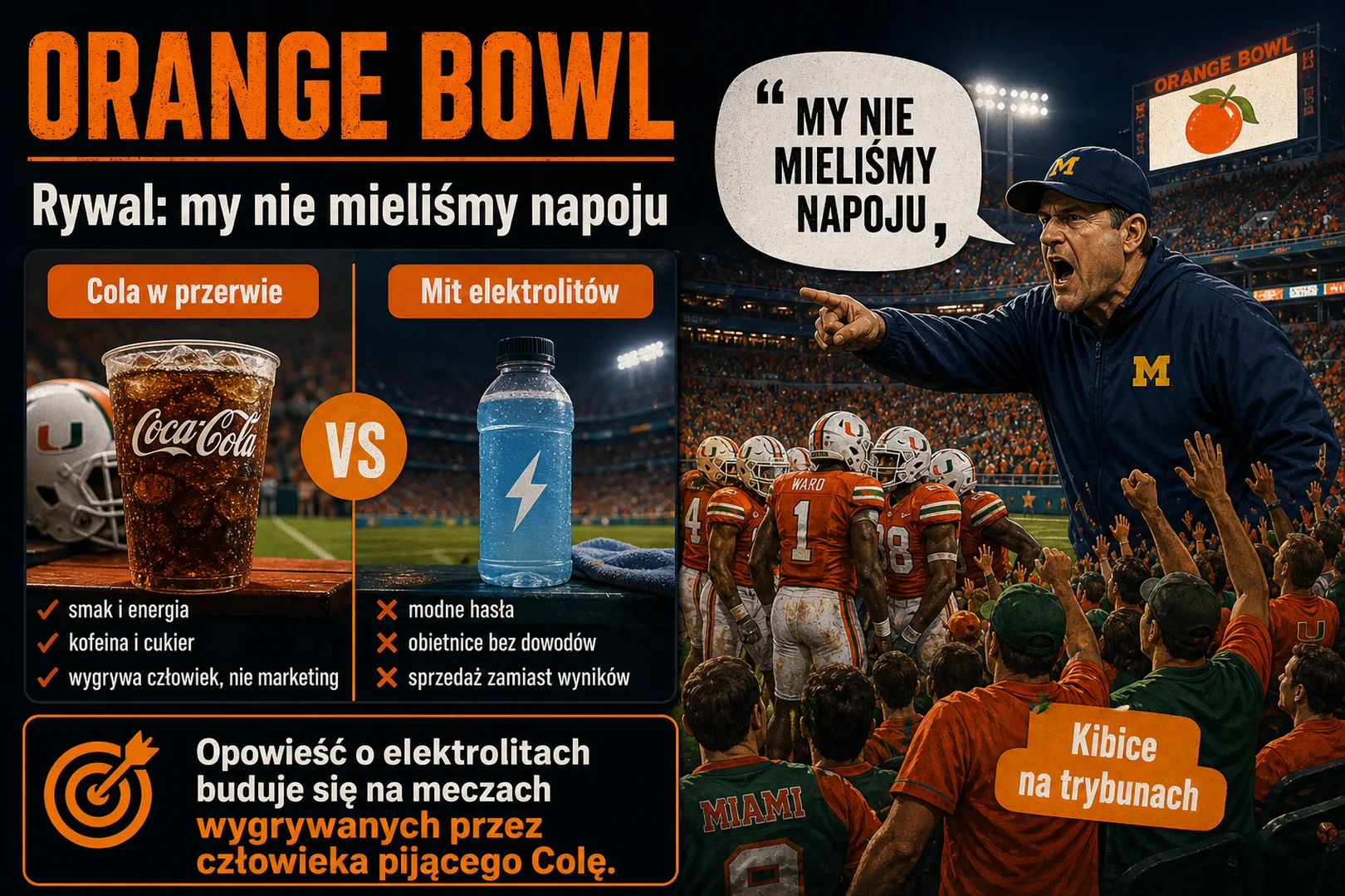 Orange Bowl - rywal mówi że nie mieli napoju, ale Spurrier pił colę