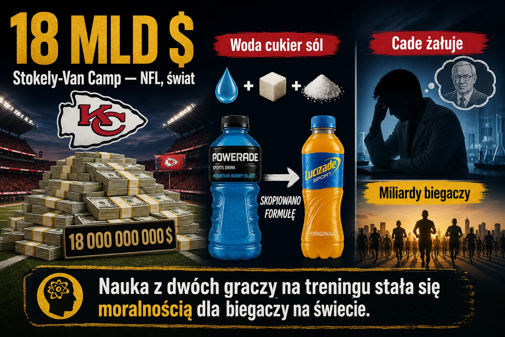 18 miliardów dolarów - Stokely-Van Camp, NFL, Cade żałuje, skopiowana formuła