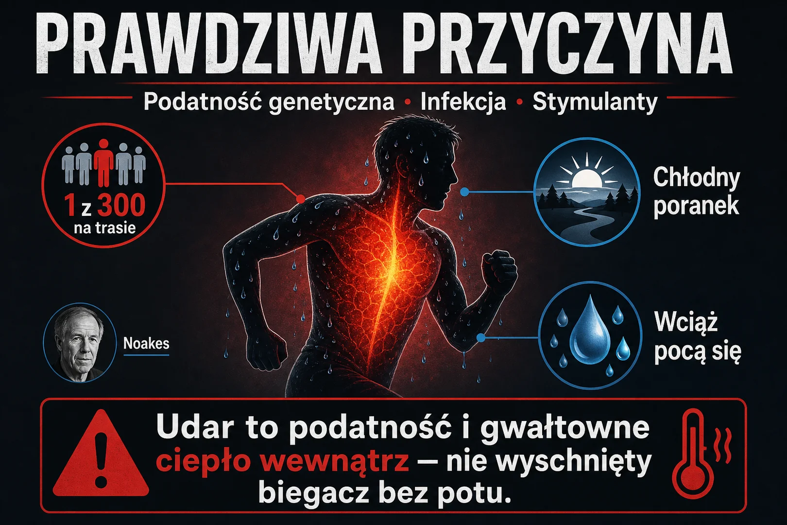 Prawdziwa przyczyna - podatność genetyczna, infekcja, stymulanty, ciepło wewnątrz