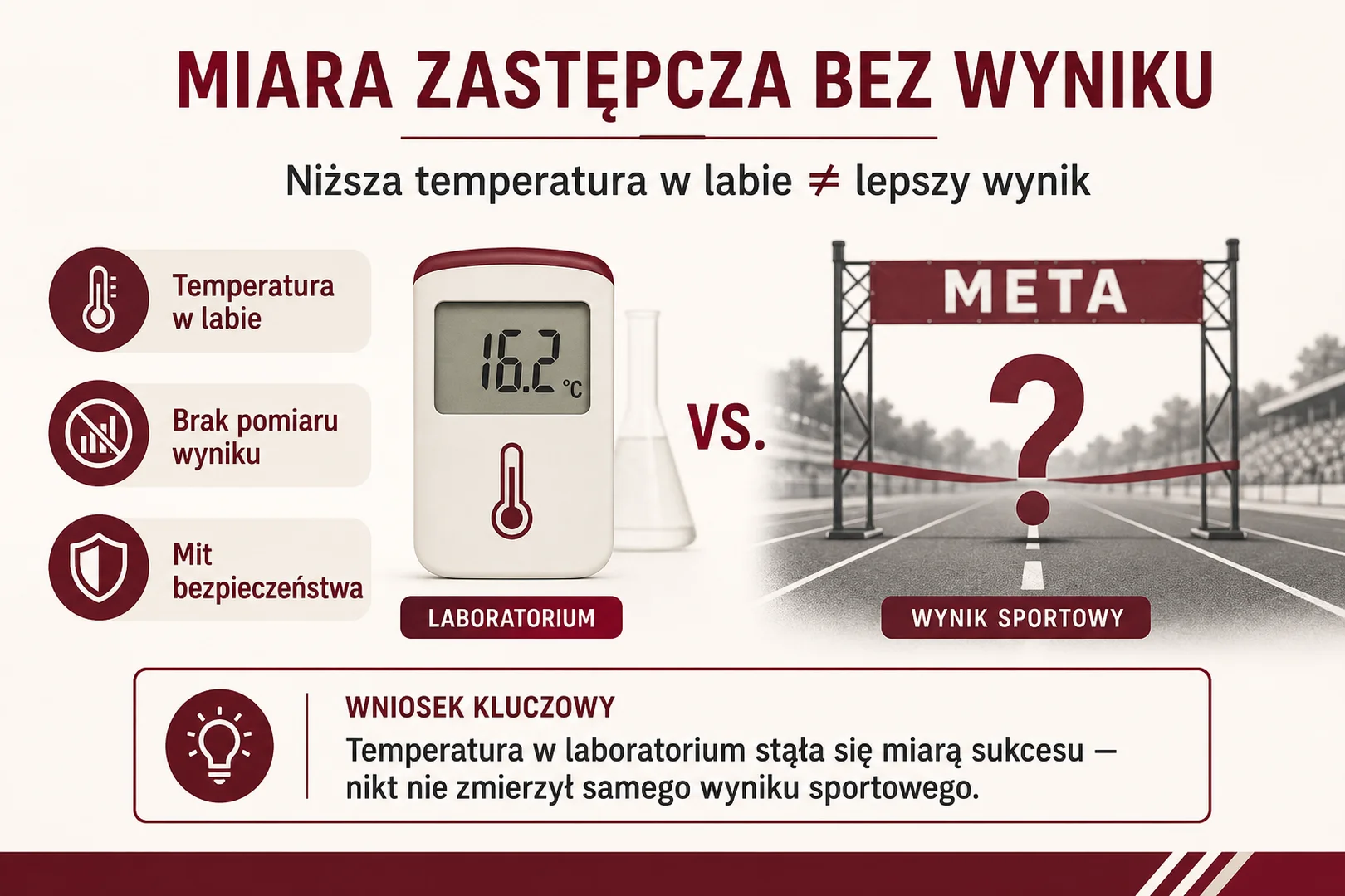 Miara zastępcza bez wyniku - niższa temperatura w labie nie znaczy lepszy wynik