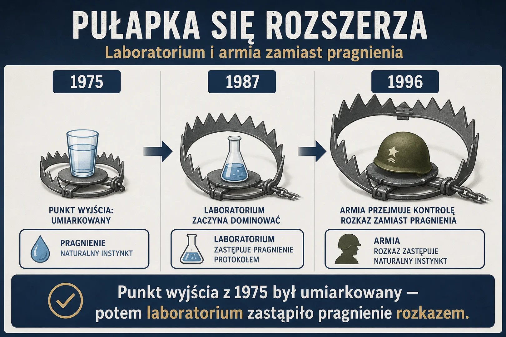 Pułapka się rozszerza - 1975 umiarkowany start, laboratorium i armia zastępują pragnienie