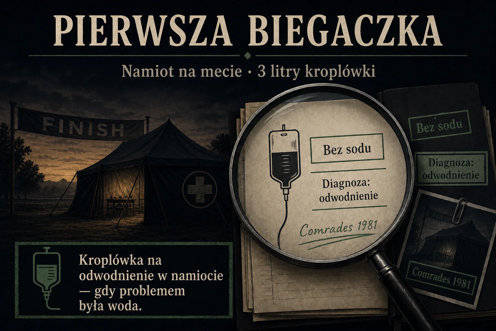 Pierwsza biegaczka - namiot na mecie, 3 litry kroplówki bez sodu, diagnoza odwodnienie