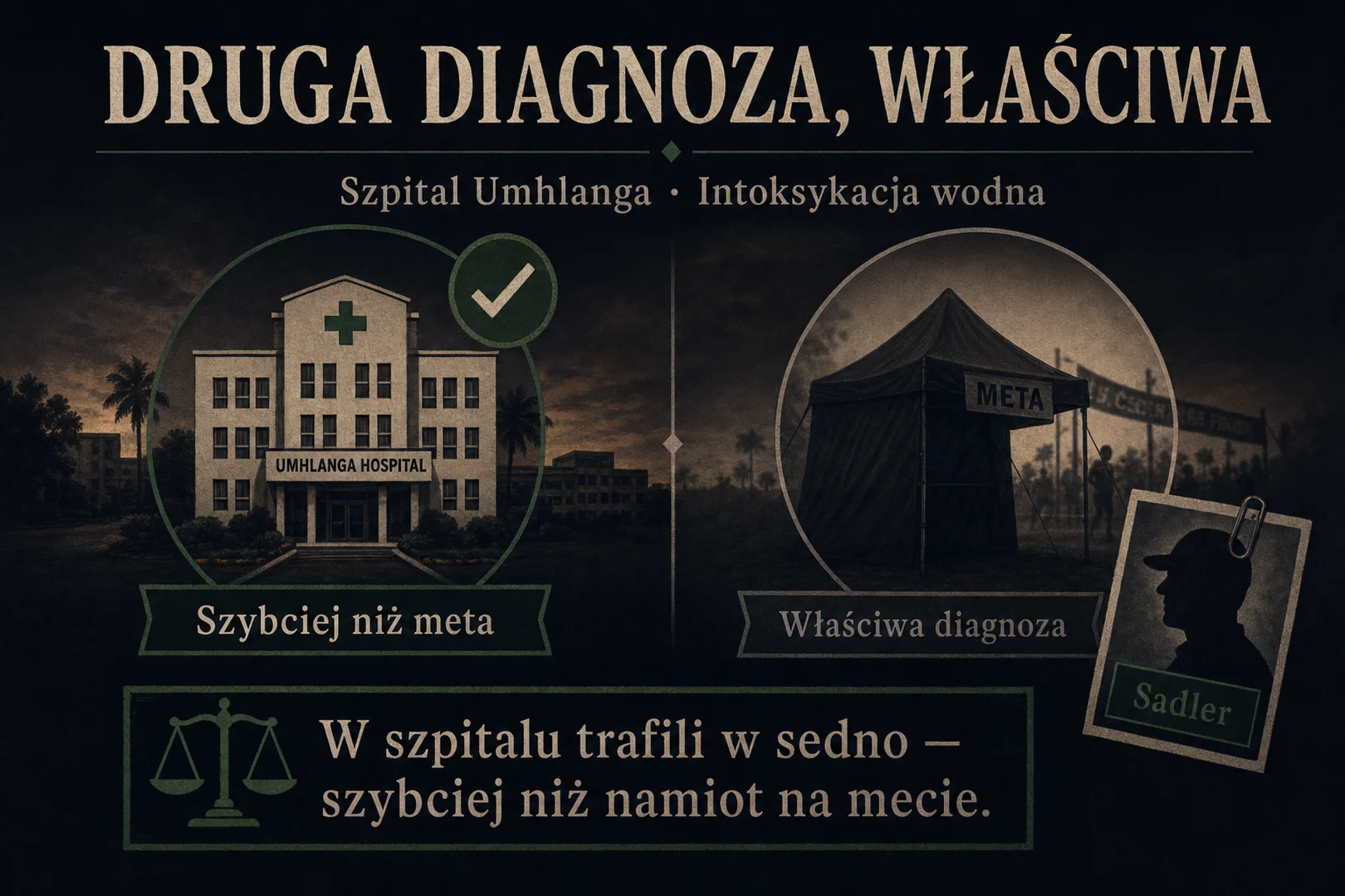 Druga diagnoza, właściwa - szpital Umhlanga, intoksykacja wodna, szybciej niż meta