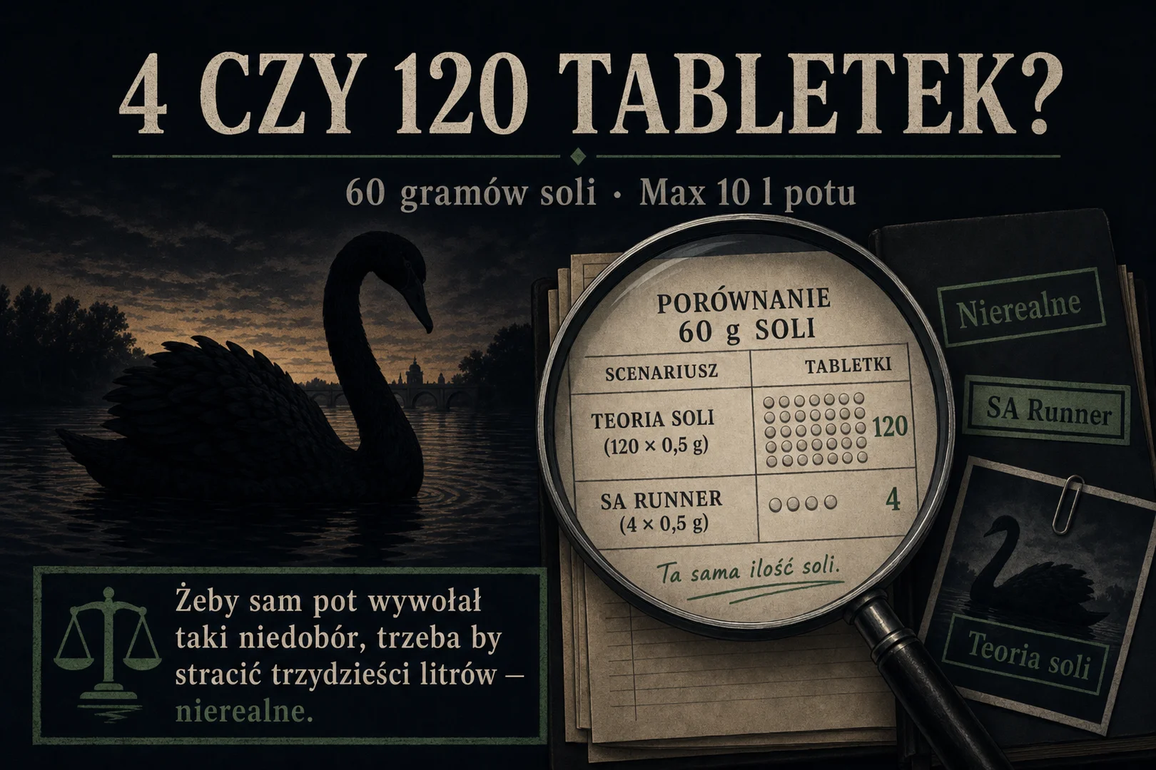 4 czy 120 tabletek - 60 gramów soli, maksymalnie 10 litrów potu, nierealne