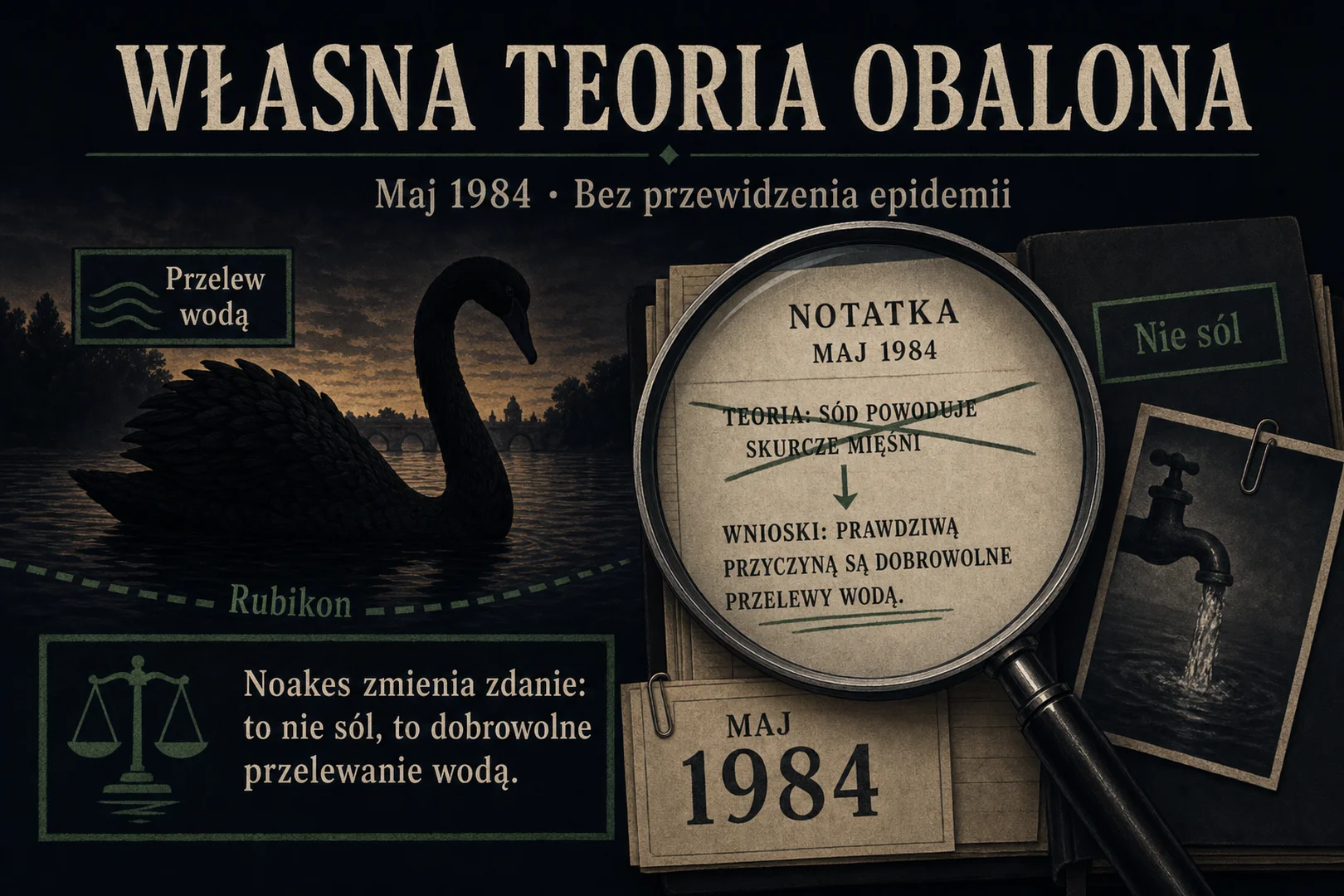 Własna teoria obalona - maj 1984, Rubikon, przelew wodą, nie sól