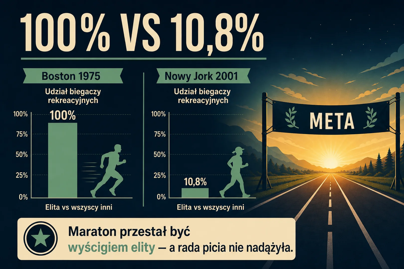100% vs 10,8% - Boston 1975 kontra Nowy Jork 2001, maraton przestał być wyścigiem elity