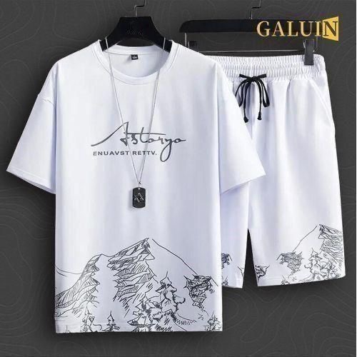 GALUIN GALUIN Unisex White Short Sleeve T-Shirt & Shorts Set