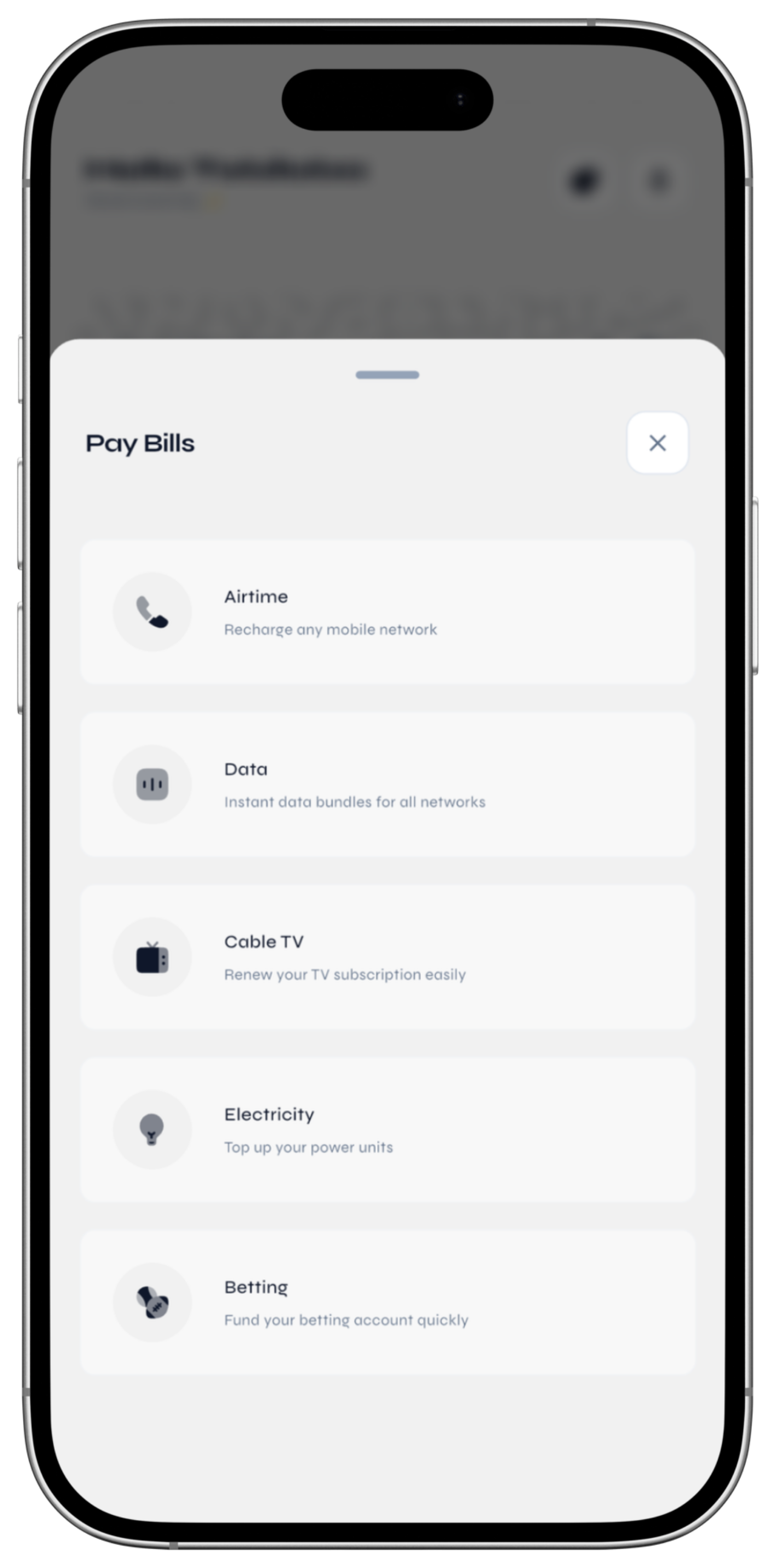 GOB Bill Payment screen