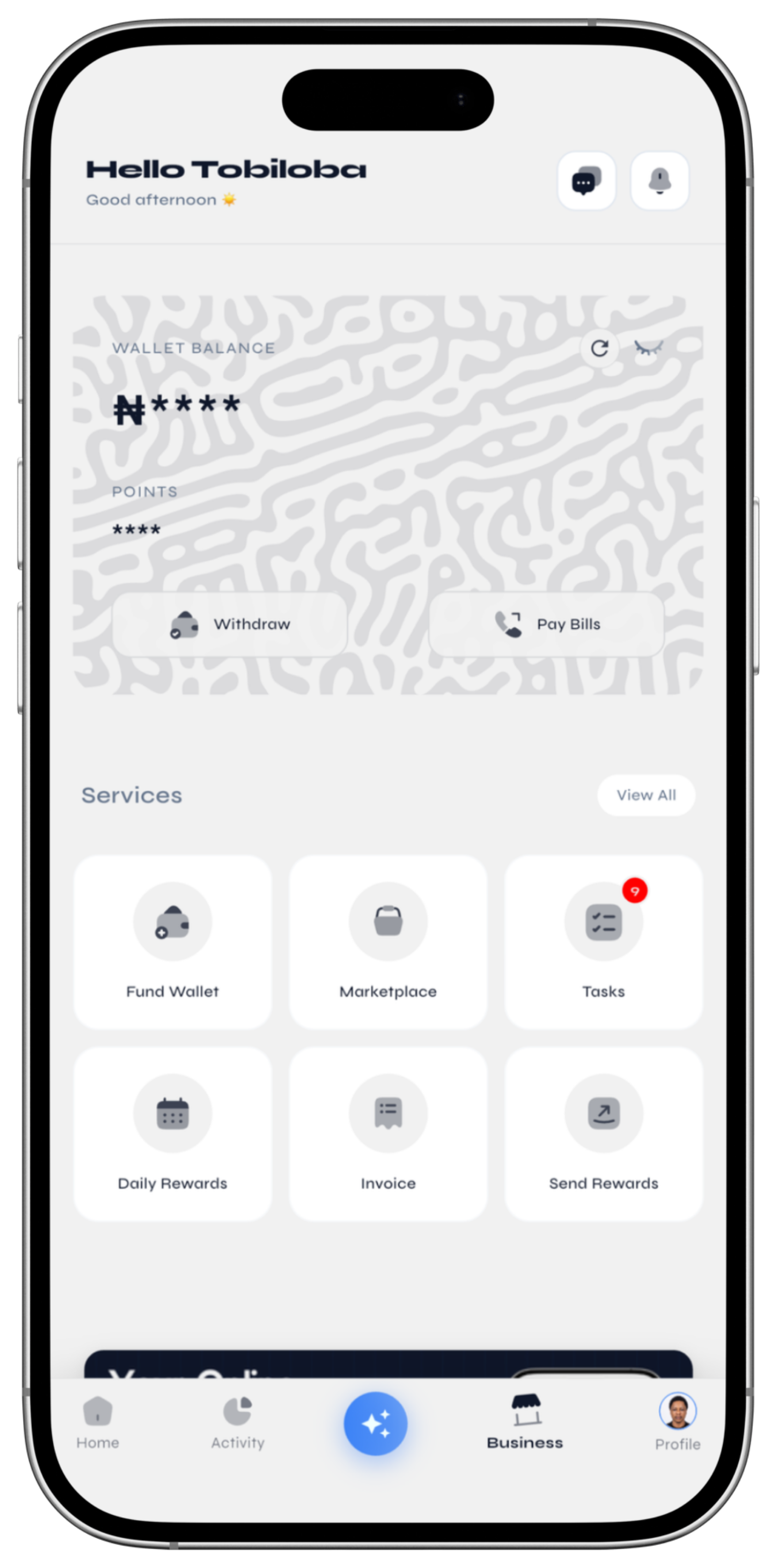 GOB App on phone