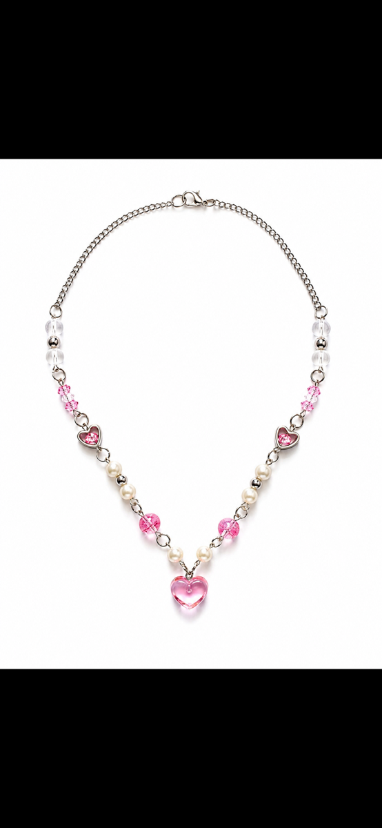 retro style pink necklace