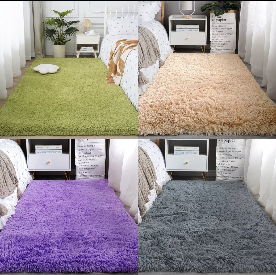 Bed side fur mat