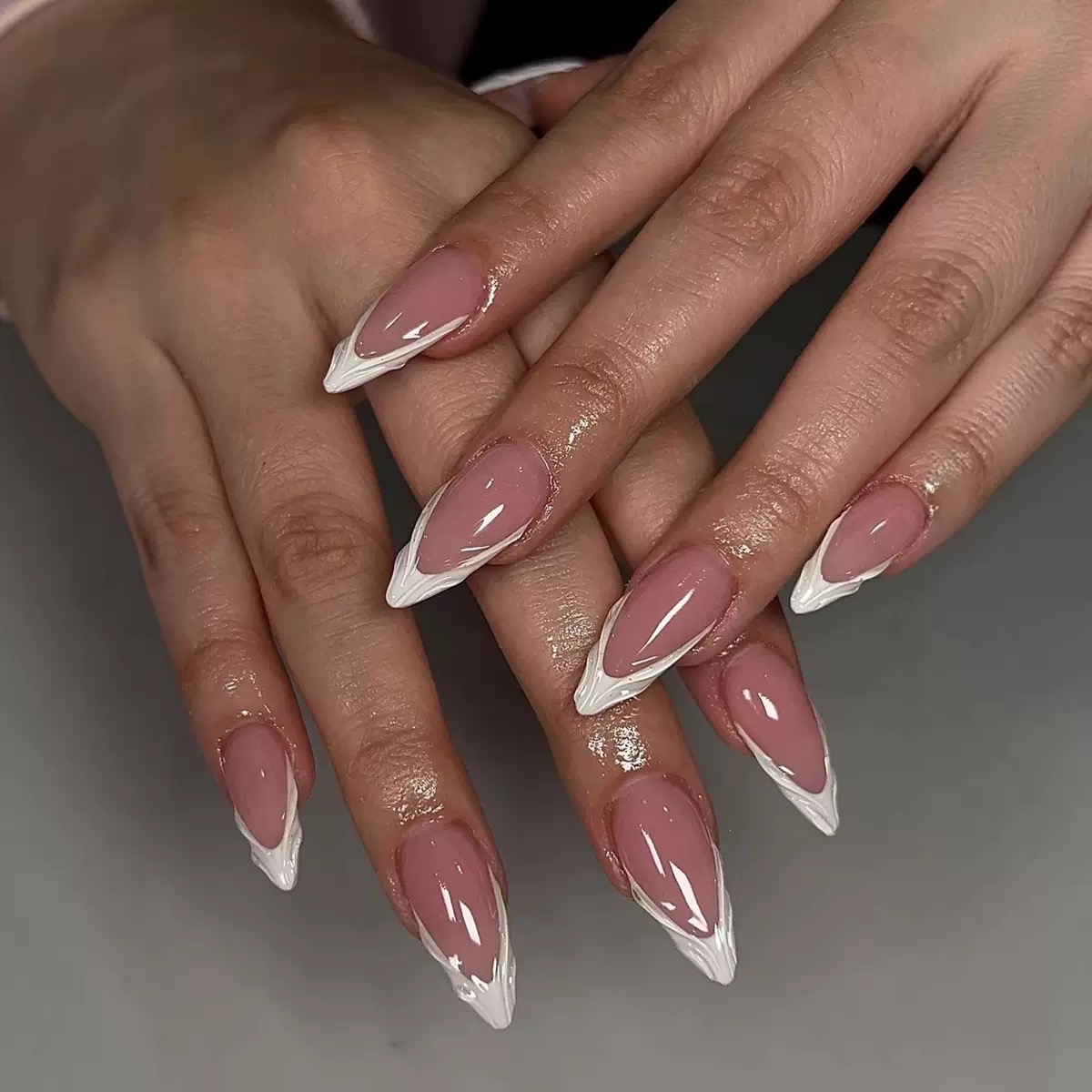 24 Pcs French Tip press on nails