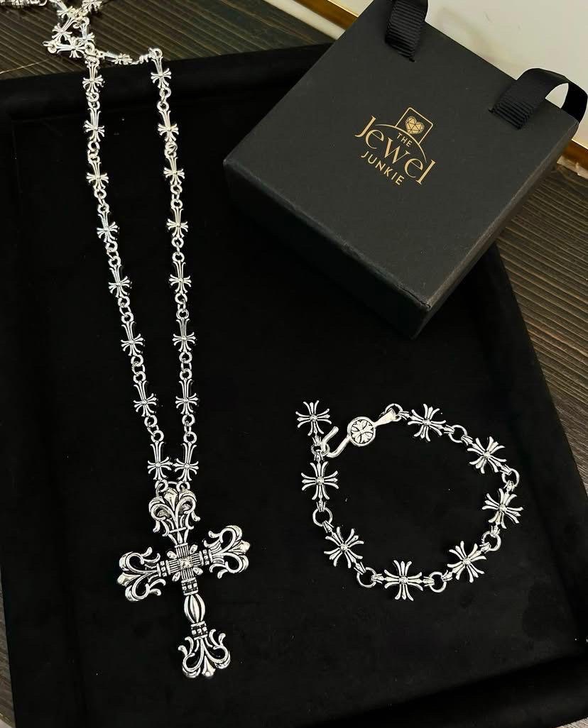 chrome necklace & bracelet