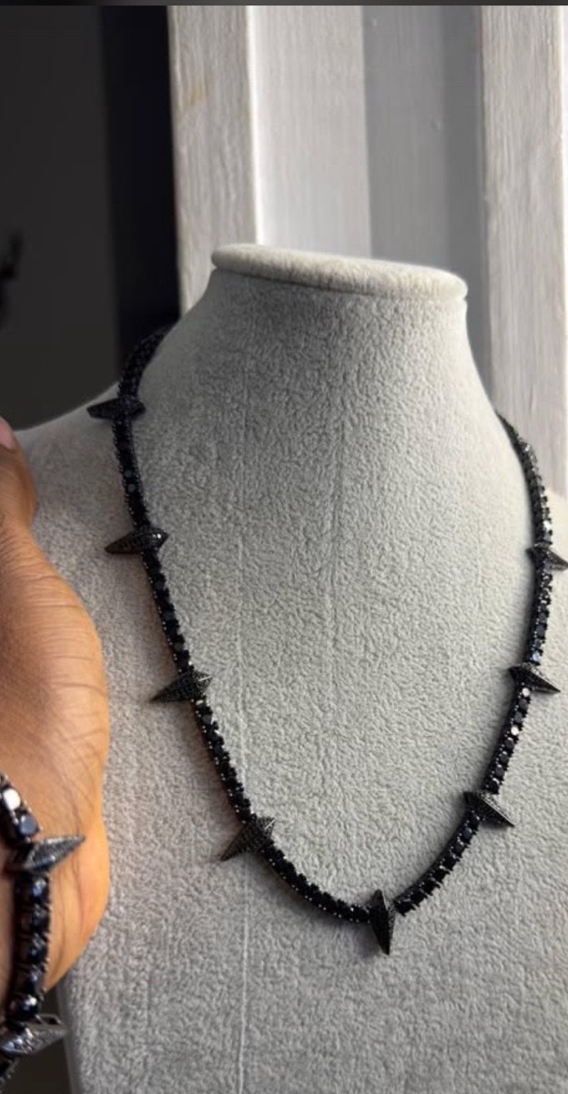 Black panther cubic necklace & bracelet set