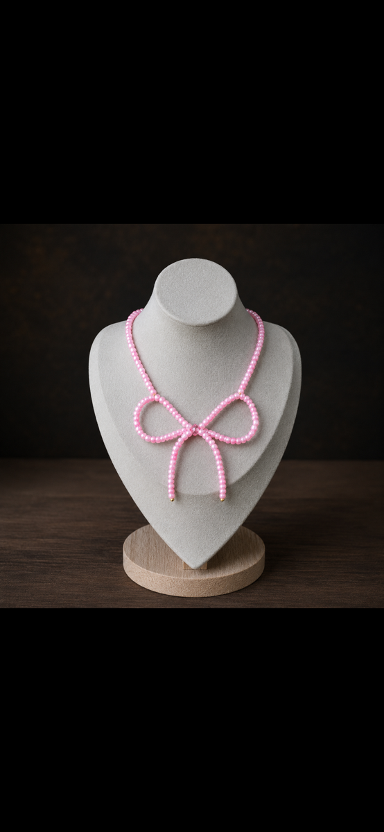 pink bow necklace