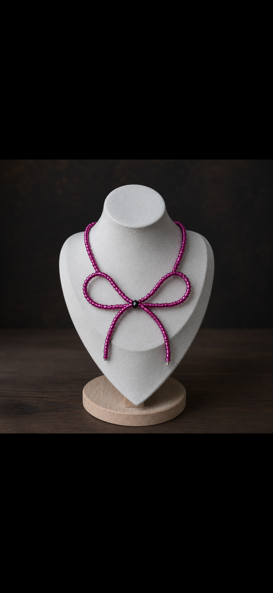 purple bow necklace