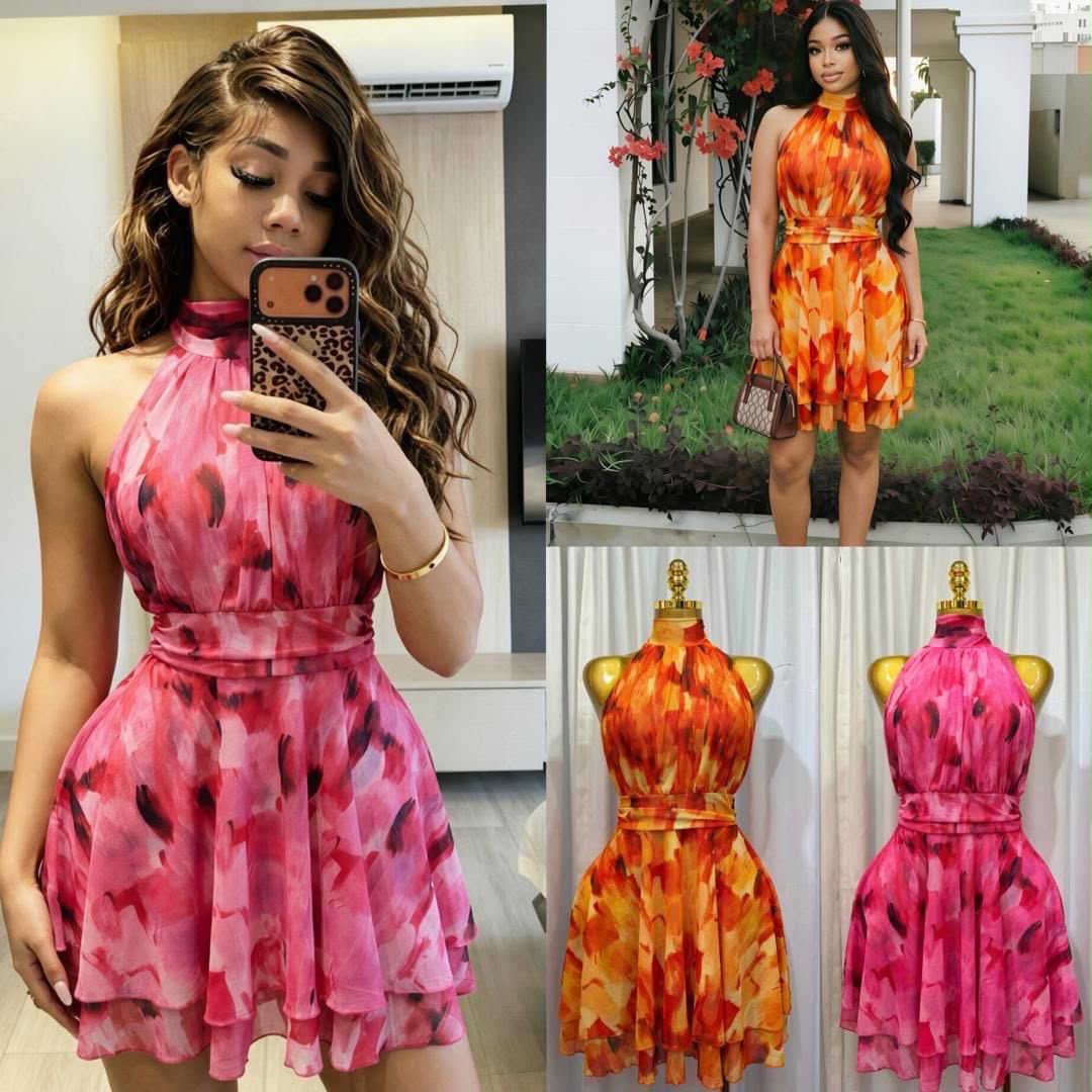 Floral backless dress