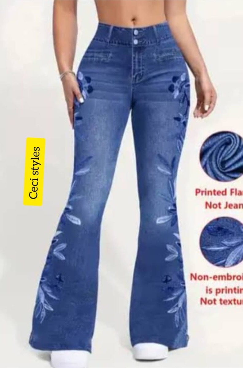 floral embroidery Jean