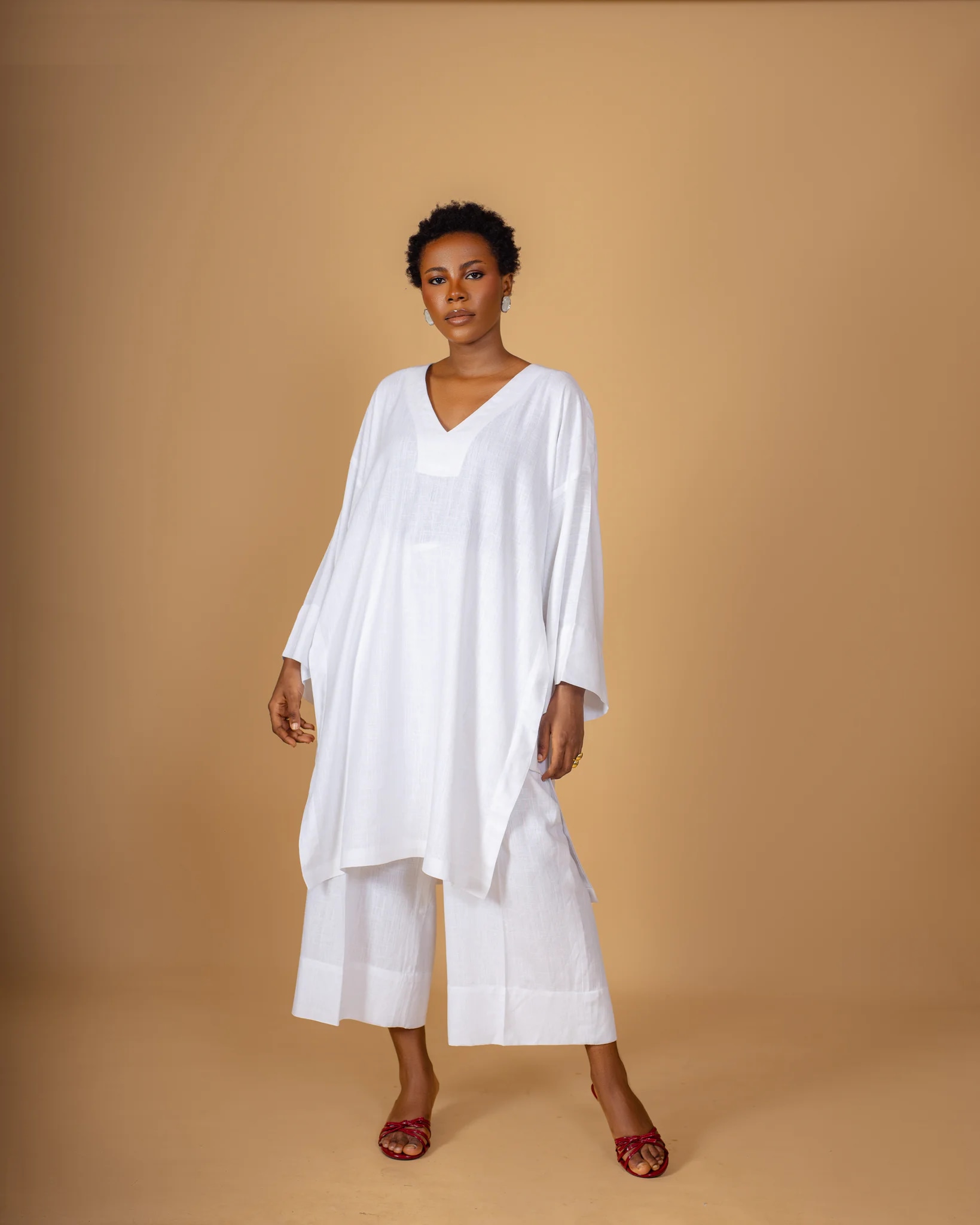 White V-Neck Omo Ayo