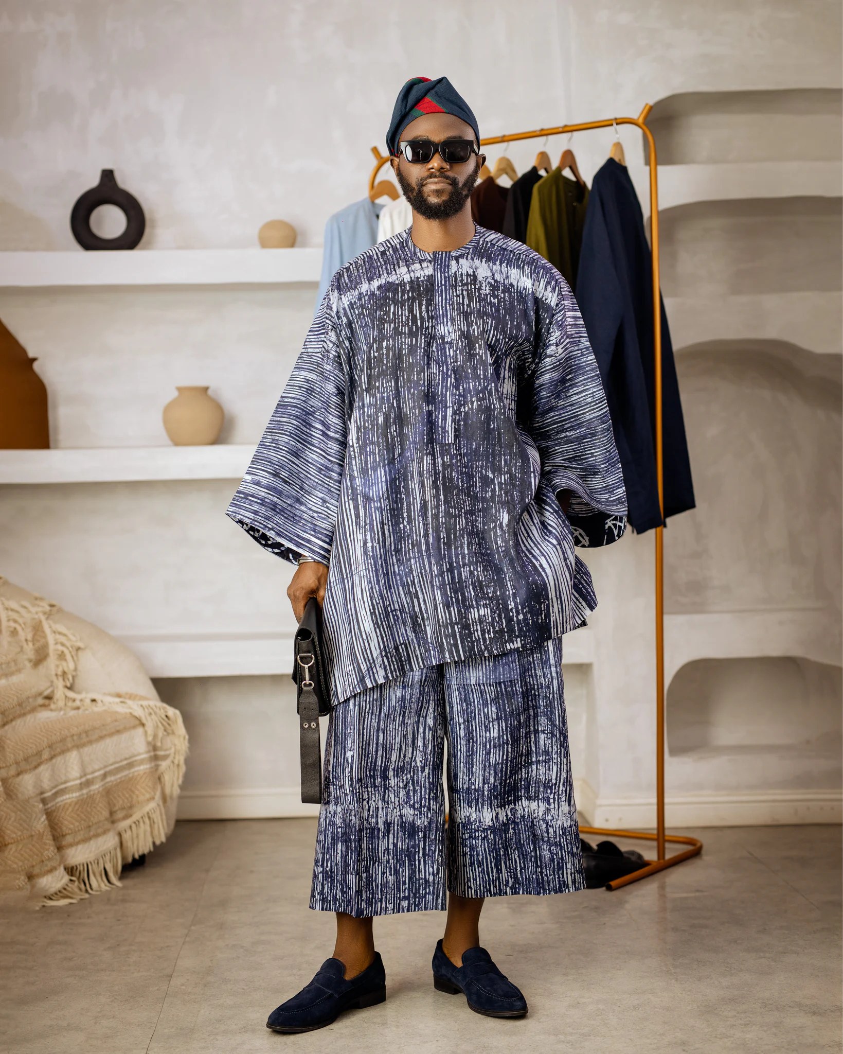 Blue Stripe Adire Omo Ayo