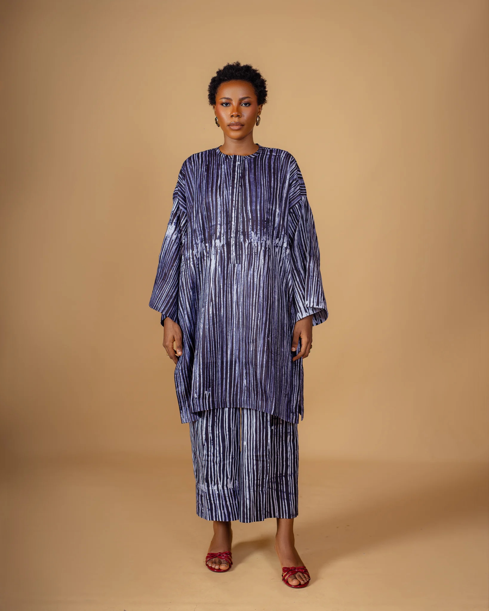 UNISEX OMO-AYO SET (NAVY BLUE AND WHITE STRIPE) - Image 2