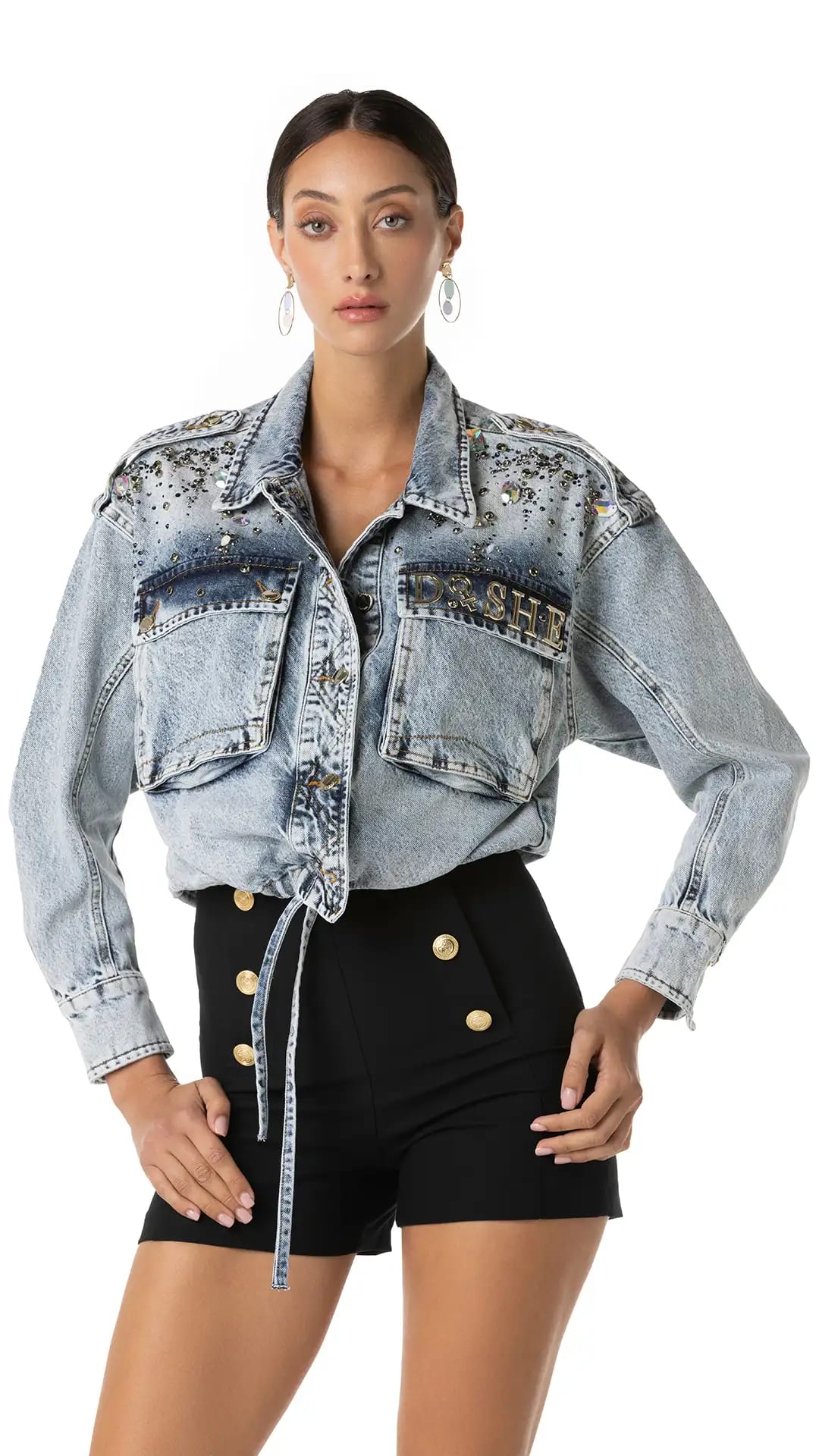 Denim sales jacket embellished