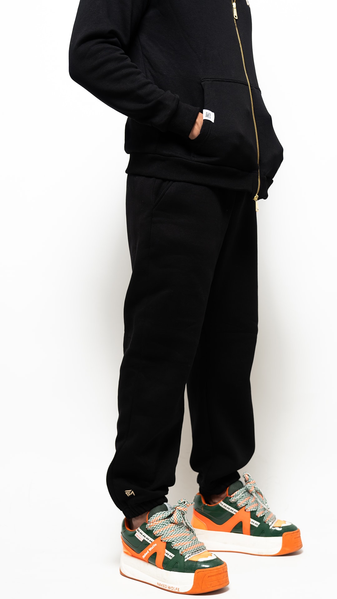 Black fleece track discount pants